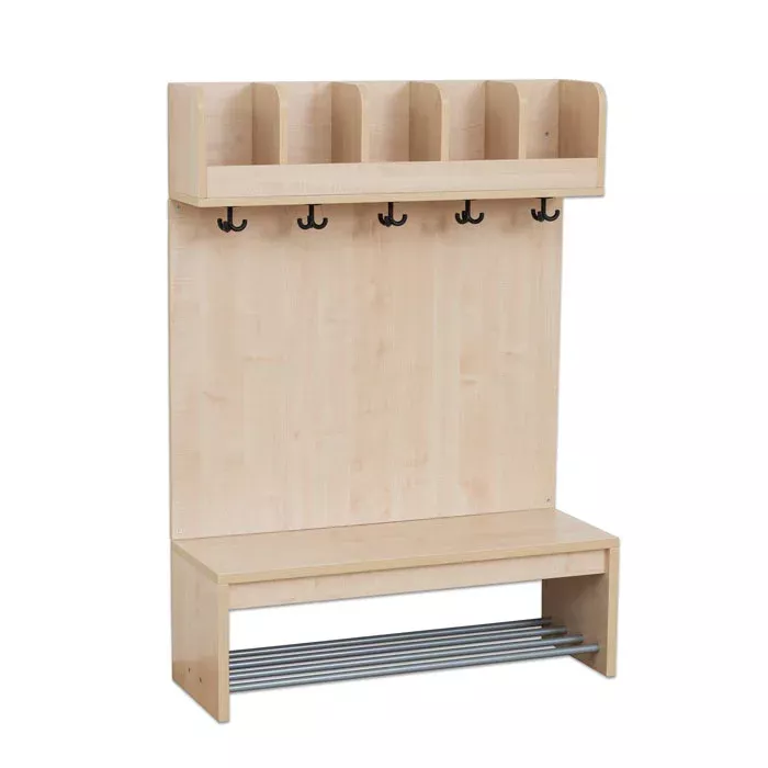 Garderobenhaken, Wandgarderobe, Holz, Schuhbank, Metallstangen