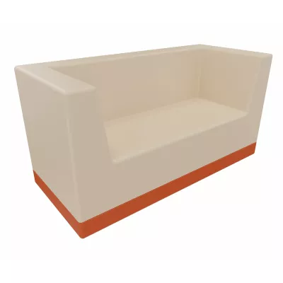 Sofa, Sitzbank, Beige, orange Bodenleiste, Schaumstoffkorpus