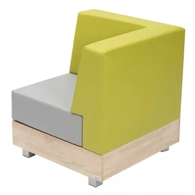 Sessel, Wohnsessel, Graue Polsterung, Holz basis, Grüne Polsterung