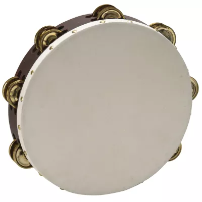 tambourine, percussion, braun, metallklingeln, trommelkopf