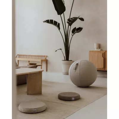 Sitzball, Stoffbezug, Beige, Tragegriff, Runde Form