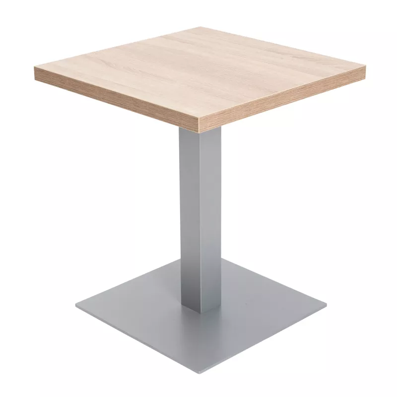 Beistelltisch, Holzplatte, Metallständer, Quadratbasis, Kaffeetisch