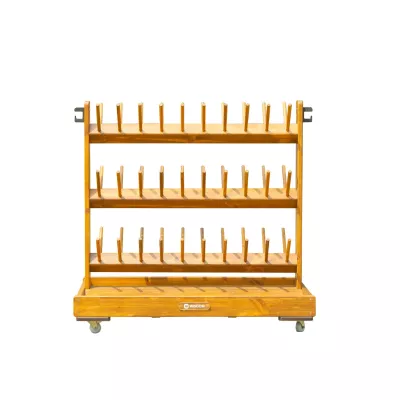 Holzregal, Korkenhalter, Flaschenregal, Drei Ebenen, Rollbares Regal