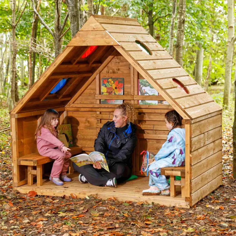 Holzhaus, Kinderlesehaus, Outdoorspielhaus, Holzbausitz, Lesekiosk