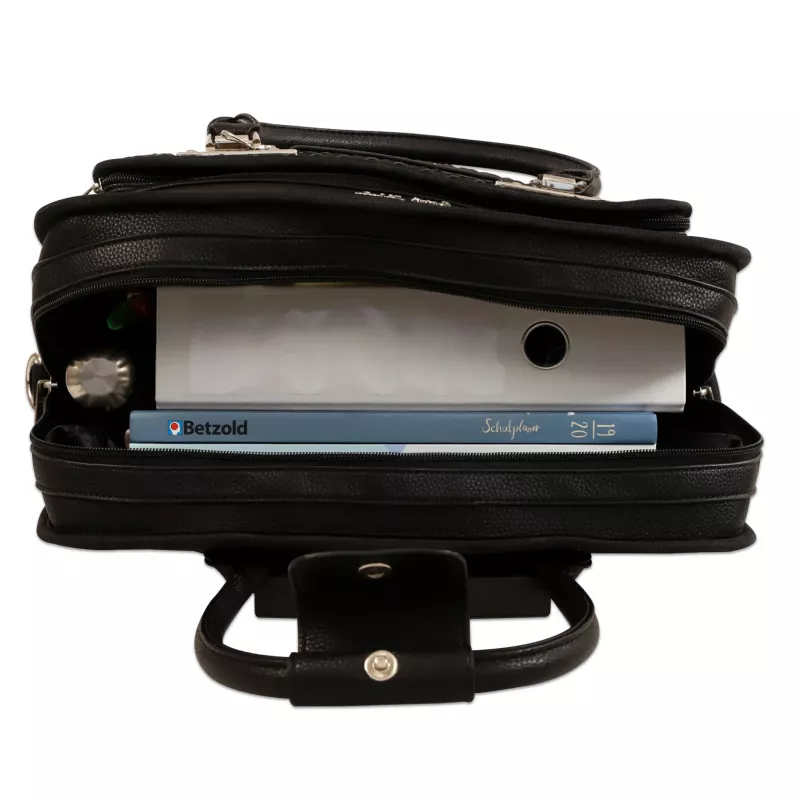handtasche, leder, reissverschluss, schwarz, inneres-organizer