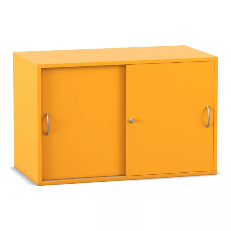 Schrank, Sideboard, Schranktür, gelb, Metallgriffe