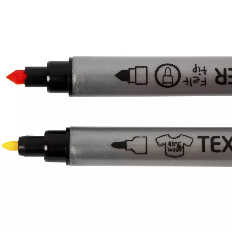 Marker, Textmarker, Dual-tip, Gray barrel, Colored caps