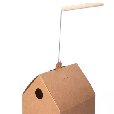 Vogelhaus, Vogelhäuschen, Kartonbox, Aufhängung, Holzstab