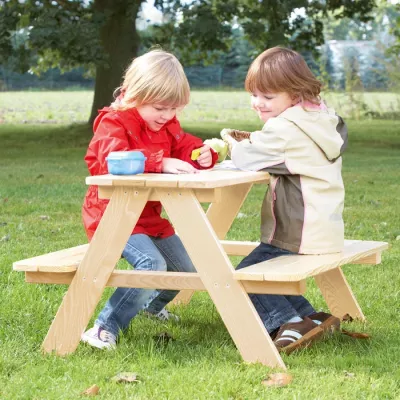 Picnic-Tisch, Kinder, Holztisch, Im Freien, Spielzeit