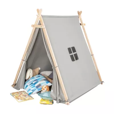 Kinder-Tipi, Sandkasten, Holzrahmen, Stoffzelt, Kissen