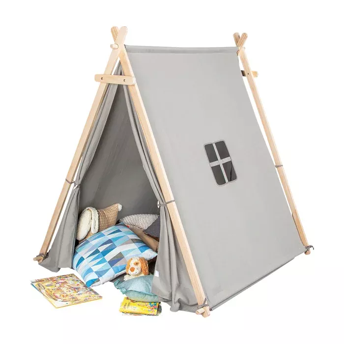 Kinder-Tipi, Sandkasten, Holzrahmen, Stoffzelt, Kissen