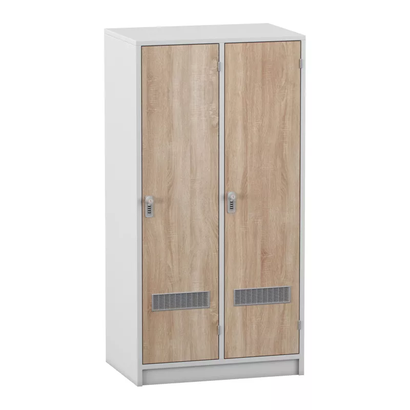 Schrank, Doppel-Schrank, Holzoptik, Metall-Griff, Lüftungsgitter