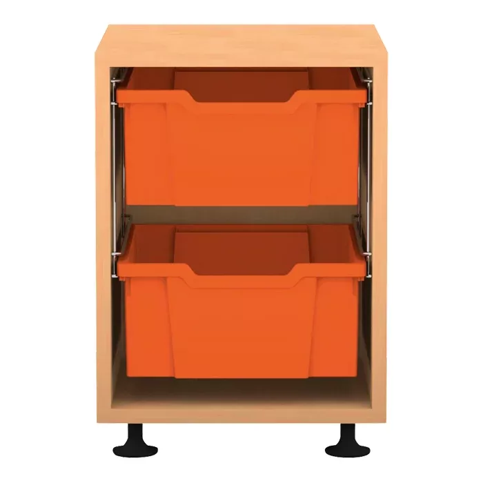 Küche, Unterschrank, Schubladenboxen, Orange, Holzoptik