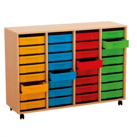 Materialschrank mit 32 flachen Boxen