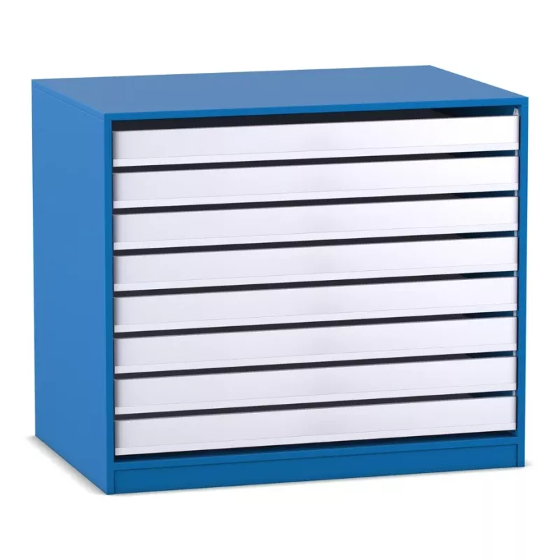 Werkzeugschrank, blauer Schrank, Schubladenschrank, Metallmöbel, Aufbewahrungsschrank