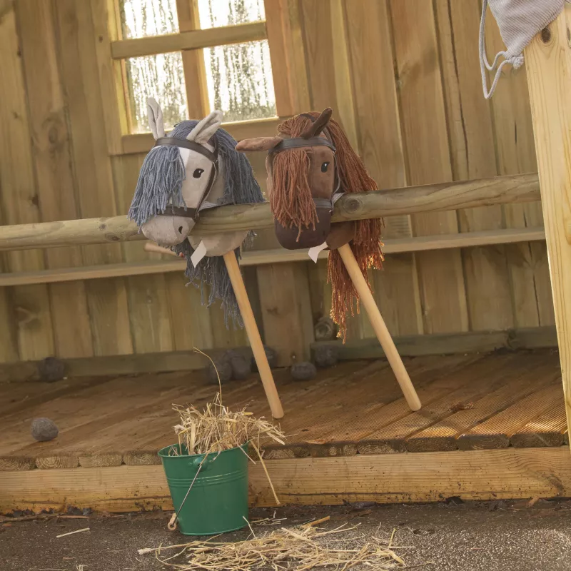 Puppenstab, Stoffpferd, Schnurhaar, Halter, Garten-Deko