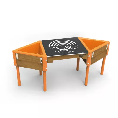 Kindertisch, Spieltisch, oranger Tisch, Metallbeine, beschichtete Oberfläche