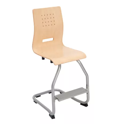 Kieferholz-Sitz, Schulstuhl, Holzstuhl, Schule, Stuhl mit Metallrahmen