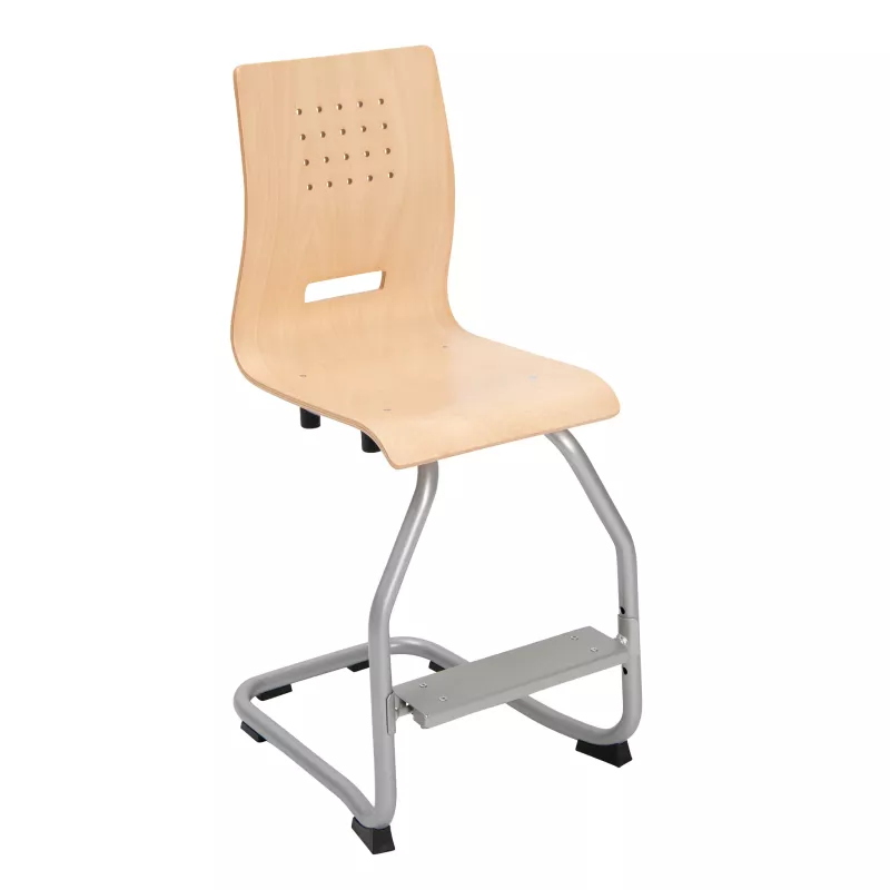 Kieferholz-Sitz, Schulstuhl, Holzstuhl, Schule, Stuhl mit Metallrahmen
