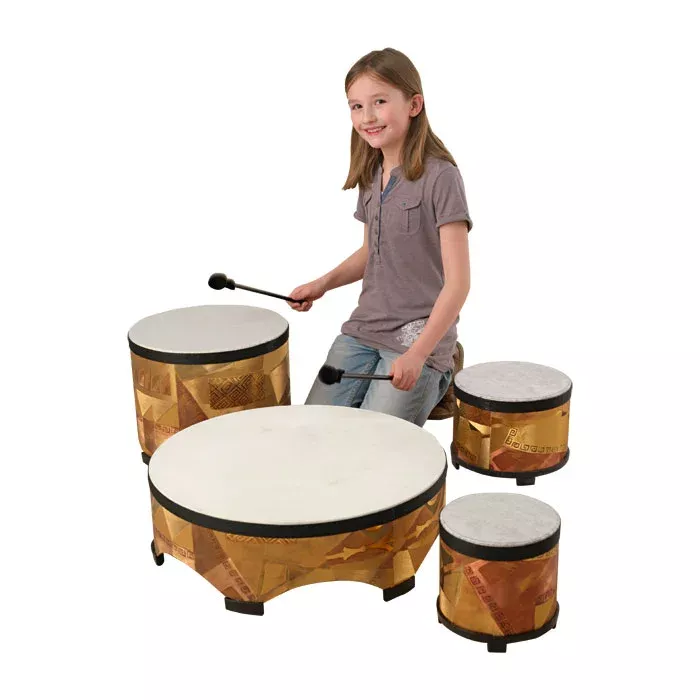 Schlagzeug, Kinder, Drumset, Holzfarben, Mini-Set