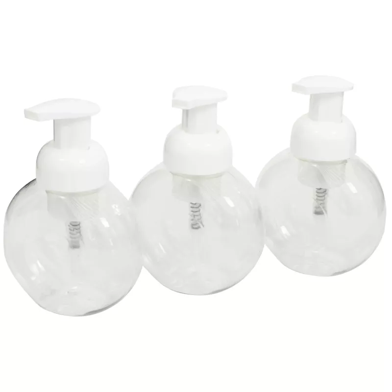 Seifenspender, Flaschen-Set, Kunststoff, Transparente Flaschen, Dreier-Set