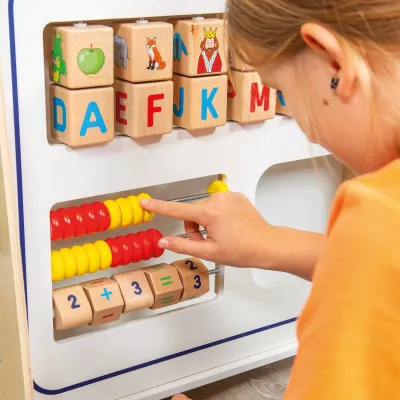 Holzspielzeug, Buchstabenwürfel, Abakus, Rechenspirale, Kinderspielzeug