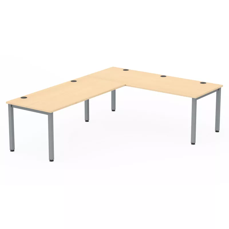 Eck-Tisch, L-Form, Arbeitsplatz, Holztisch, Metallbeine