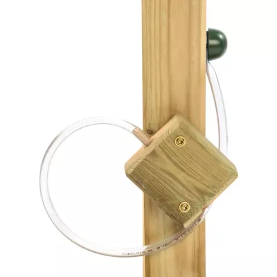 Holzpfosten, Kabel, Außensitz, Schaltkasten, Grüner Knopf