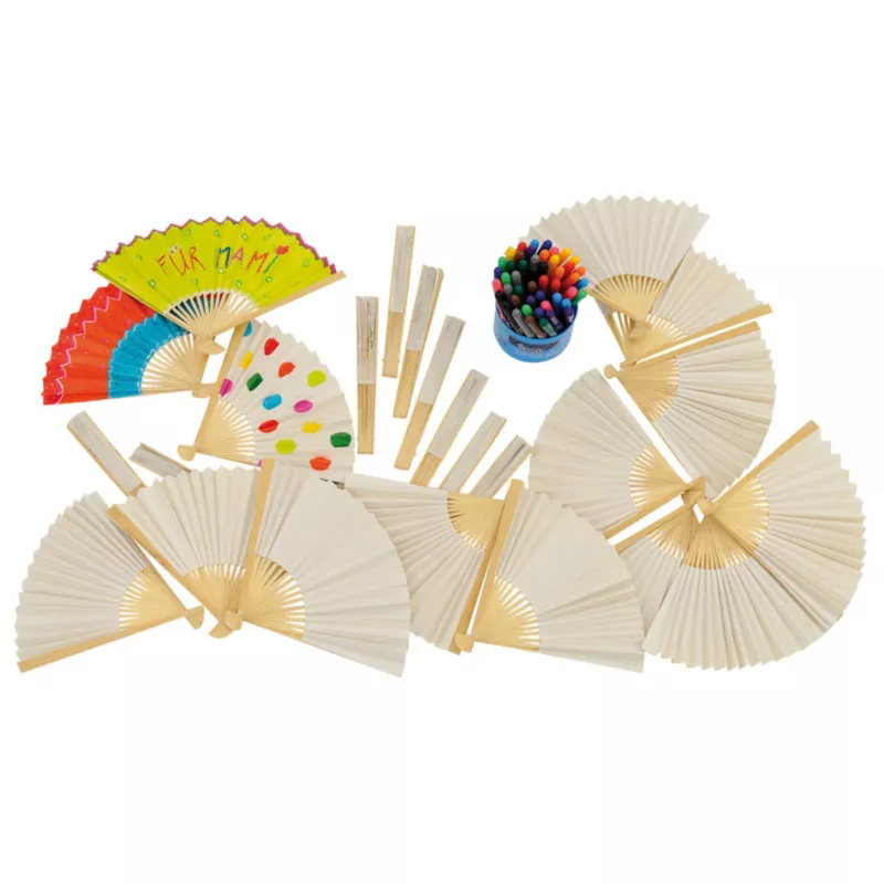 Fächer, Bastelset, Spitzfächer, Holzstäbchen, Markerfarben