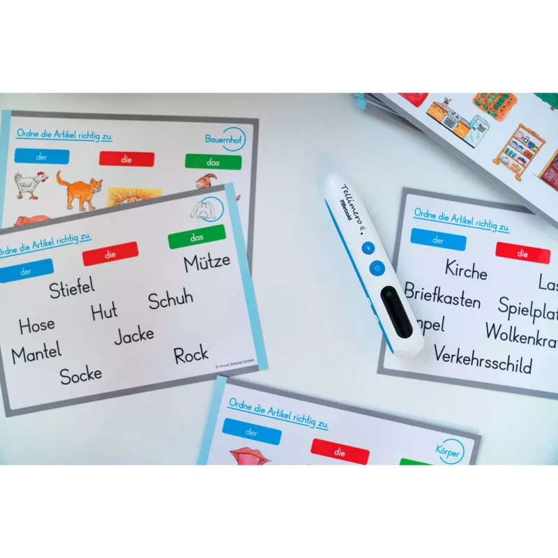 Lernkarten, Deutschlernen, Artikeltraining, Audiostift, Wortschatzübung