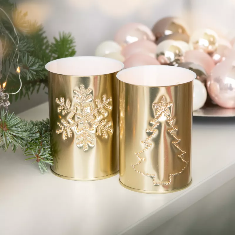 Kerzen, Gold, Weihnachten, Dekokerzen, Motiv-Schnittlinien