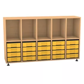 Klassenzimmerregal, 98 x 40,8 x 162,8, mit 5 Fächern und 20 Boxen