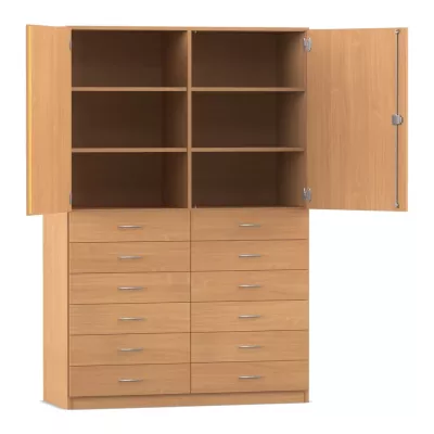 Küchenschrank, Schrankwand, Hängeschrank, Eiche, Schubladen