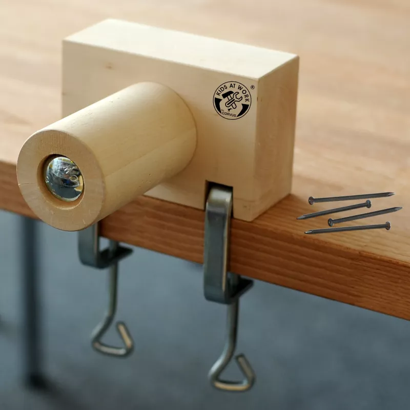 Holzhammer, Nagelset, Holz Block, Werkzeug, Hammergriff