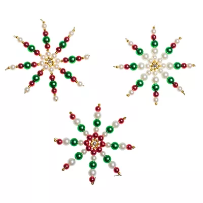 Wickelschneeflocke, Schmuckanhänger, Perlenstern, Weihnachtsdeko, Bead-Design