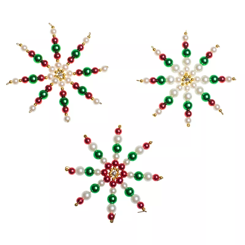Wickelschneeflocke, Schmuckanhänger, Perlenstern, Weihnachtsdeko, Bead-Design