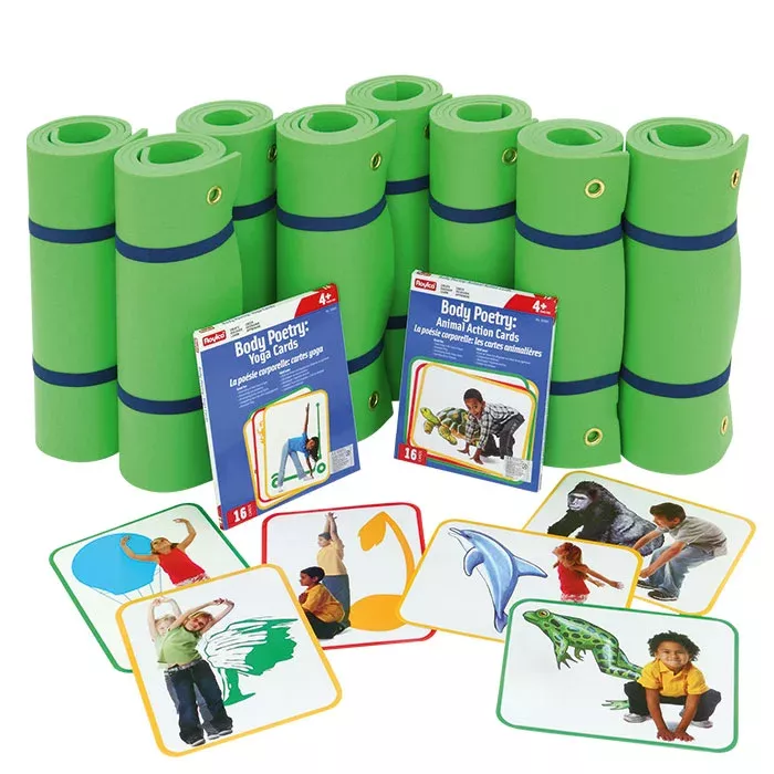 Yogamatte, Fitnessmatte, Grü­ne Matte, Aufrollbare Matte, Body Poetry Karten