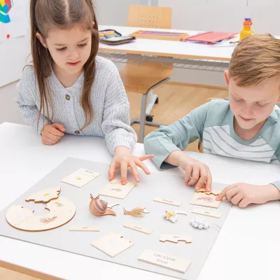 Holzpuzzle, Schnecke, Lernspiel, Kinderwerkstatt, Puzzlebausteine