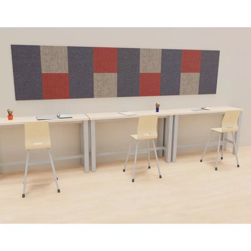 Schreibtisch, Stuhl, Arbeitsplatz, Kachelgemustert, Kunststoffstuhl