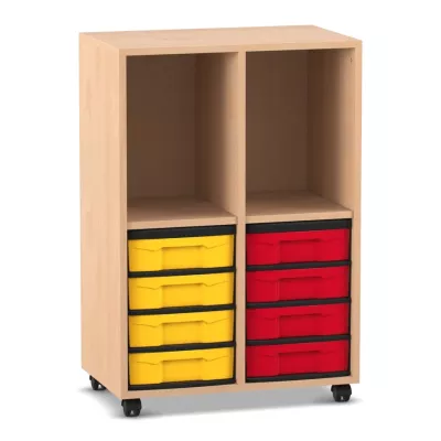 Klassenzimmerregal, 98 x 40,8 x 66,5, mit 2 Fächern und 8 Boxen