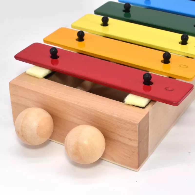 Holzspielzeug, Xylophon, Kinderinstrument, Holzblock, Kugelspiel