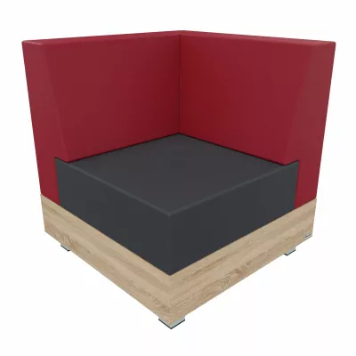 Ecksofa, Rot, Sitzkissen, Holzwand, Sofa-Sockel