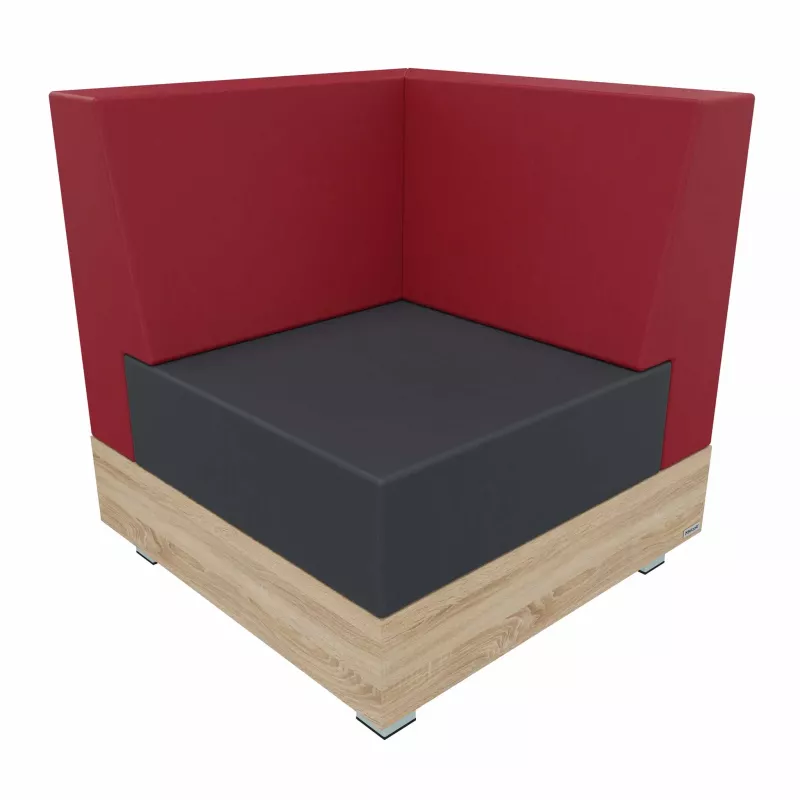 Ecksofa, Rot, Sitzkissen, Holzwand, Sofa-Sockel
