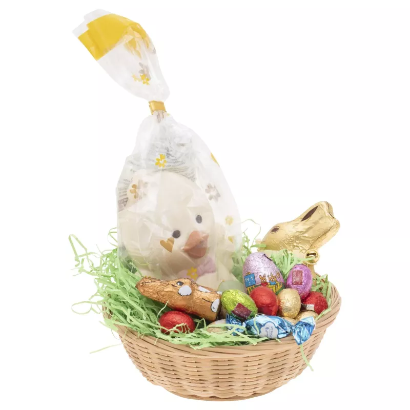 Osterkorb, Schoko-Eier, Schokolade, Kuscheltier, Gelbe/Goldene Verpackung
