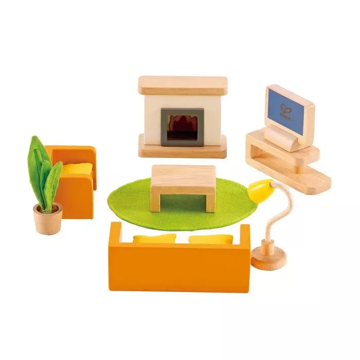 Holzspielzeug, Wohnzimmer-Set, Miniaturzimmer, Naturholz, Kinderzimmer-Deko
