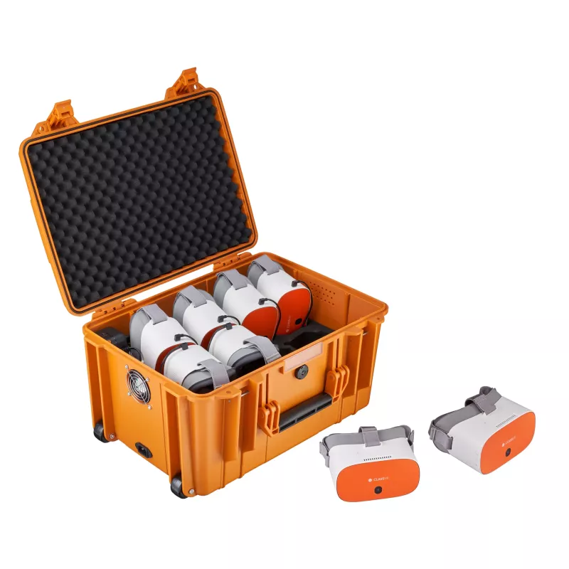 VR-Headset, Tragetasche, Weiß-Orange, Aufbewahrungskoffer, Gepolstertes Innenleben