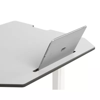 tablet, iPad, silber, tisch, dock