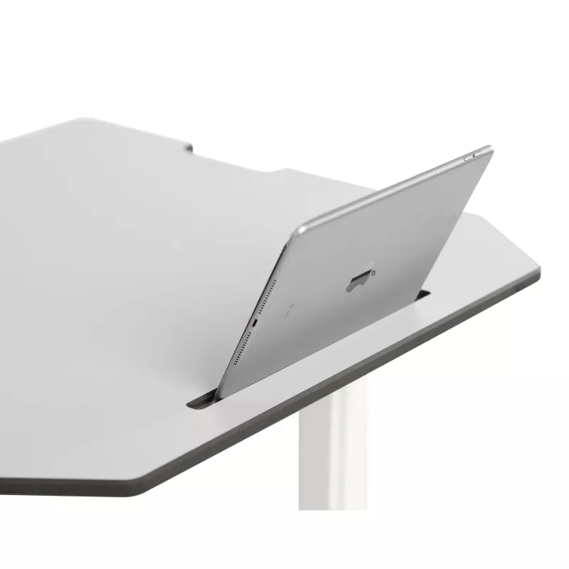tablet, iPad, silber, tisch, dock