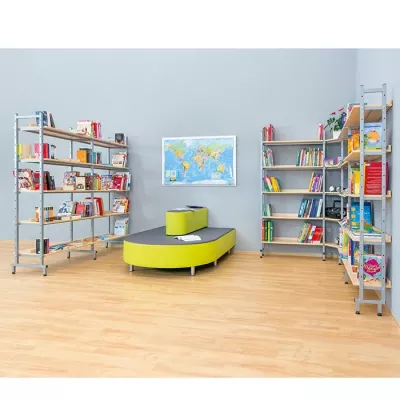 Lounge, Sofa, Reading area, Bookshelves, Kids room