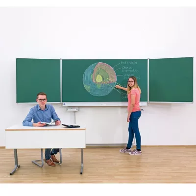 Klassenzimmer, Tafel, Schüler, Lehrer, Kreidezeichnung